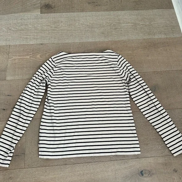 J. Crew cream and navy Striped Long Sleeve Tee - Picture 2 of 5